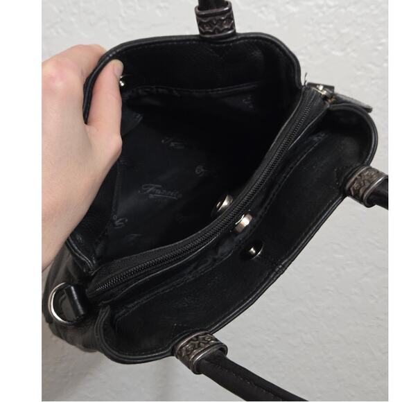 Fossil Leather Shoulder Bag Purse Handbag Black 3 Compartment‎ Lined CLEAN - Picture 12 of 14
